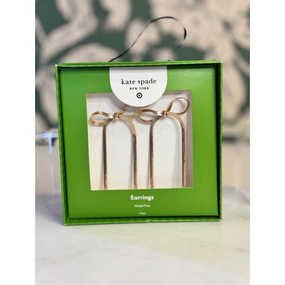 Kate Spade x Target Gold Bow Drop Earrings, New in Gift Box - Limited Edition